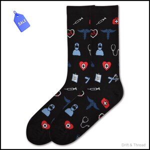 Men's Novelty Crew Socks, Cotton Blend, Regular Fit, Arch Support